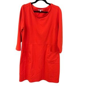 Gap Knit Dress Pockets Casual‎ Everyday 3/4 Sleeve Red XL